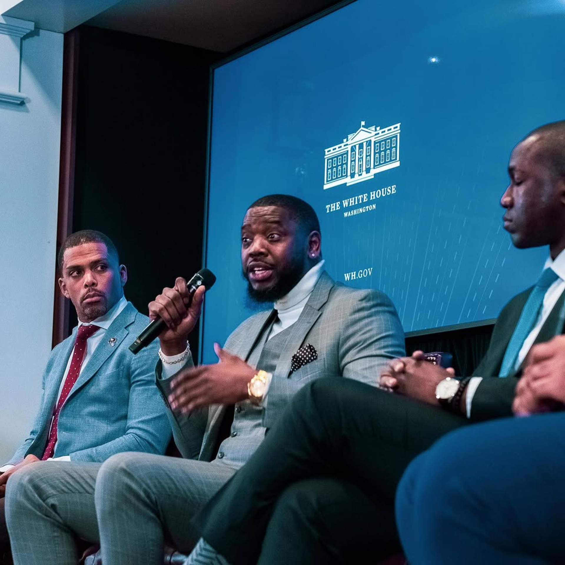 Olajuwon Ajanaku speaking at the White House